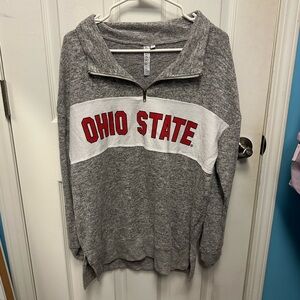 Ohio State Women's Gray Quarter-Zip Sweater